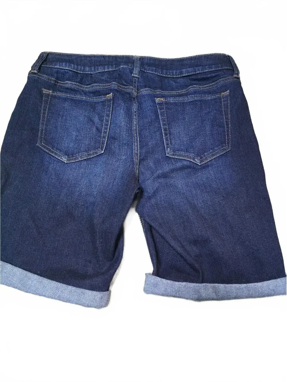 JCP Women's Denim Bermuda Shorts Dark Wash Stretch Cuffed Size 30